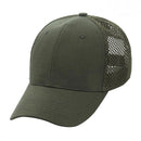 Olive green military style baseball cap with mesh back and adjustable strap, lightweight and foldable for outdoor use