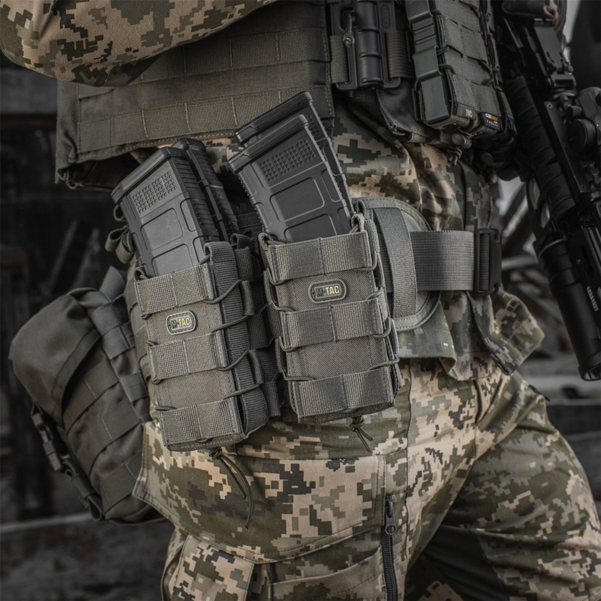 M-TAC Open dubbele magazijntas, antislip rubberen tactische cordura olijf