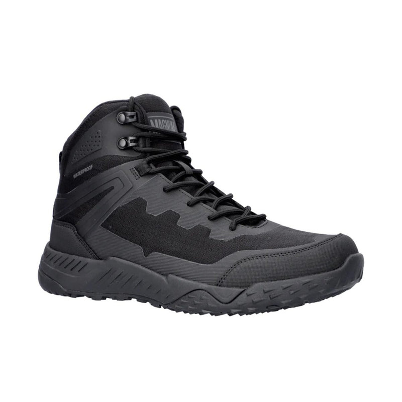 Black Magnum HI-TEC Ultima 6.0 waterproof hiking boot with durable design and extra comfort features for outdoor use