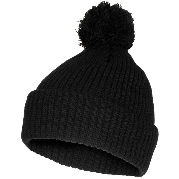 MFH Bobble Hat 3M Thinsulate Insulation Coarse Knit Fleece Lining Black - GoMilitar