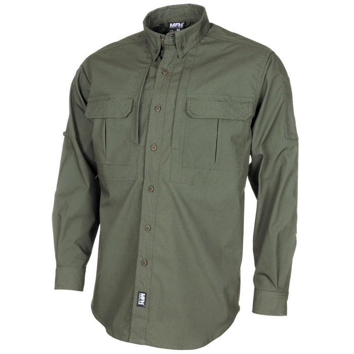 MFH Brand Tactische shirts in legerstijl, teflon gecoate ripstop lichtgewicht olijfgroen BDU - GoMilitar