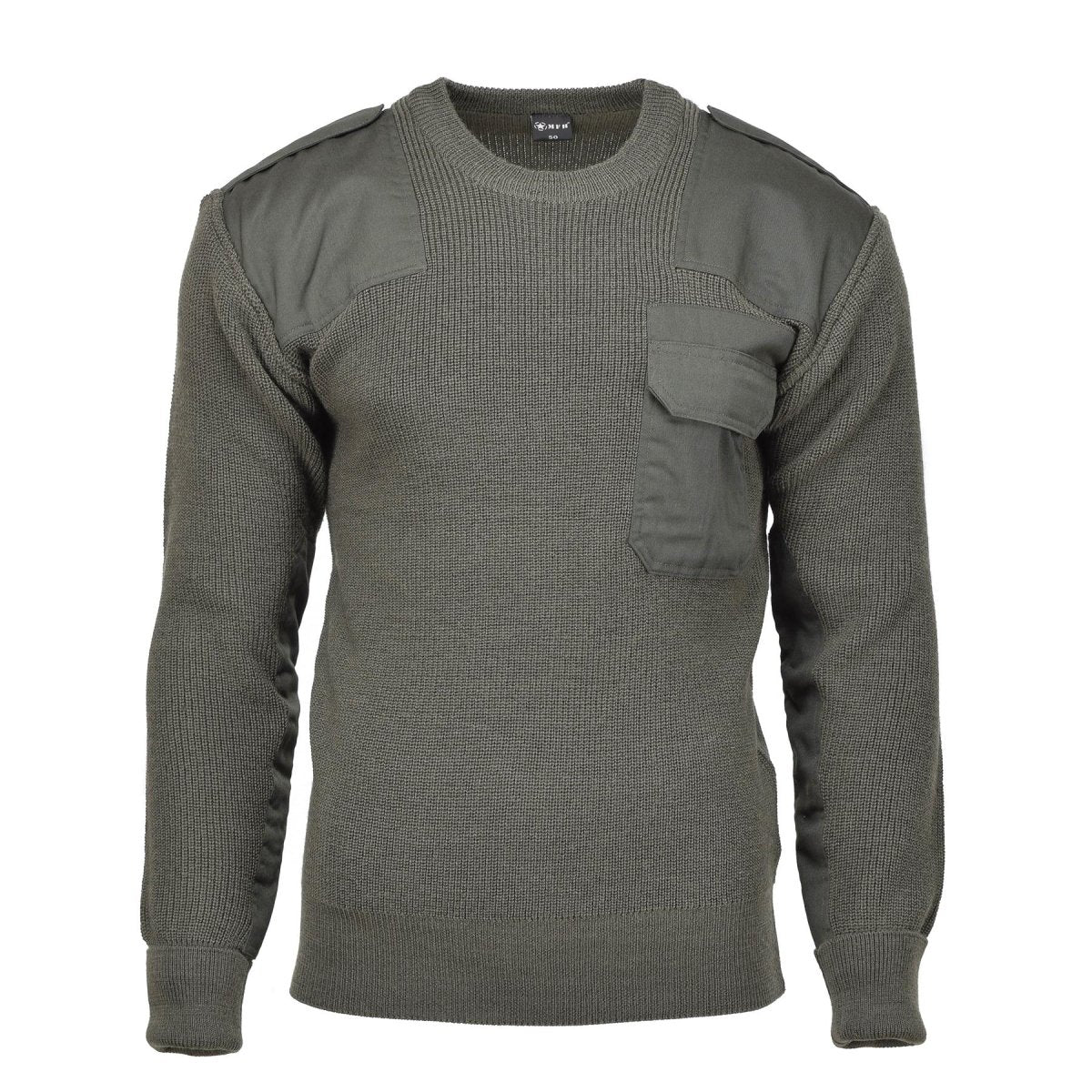 MFH merk militaire stijl commando pullover stock stitch gebreide trui olijf nieuw