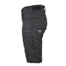 Black MFH military-style bermuda shorts in sturdy ripstop cotton with cargo pockets and adjustable waist.