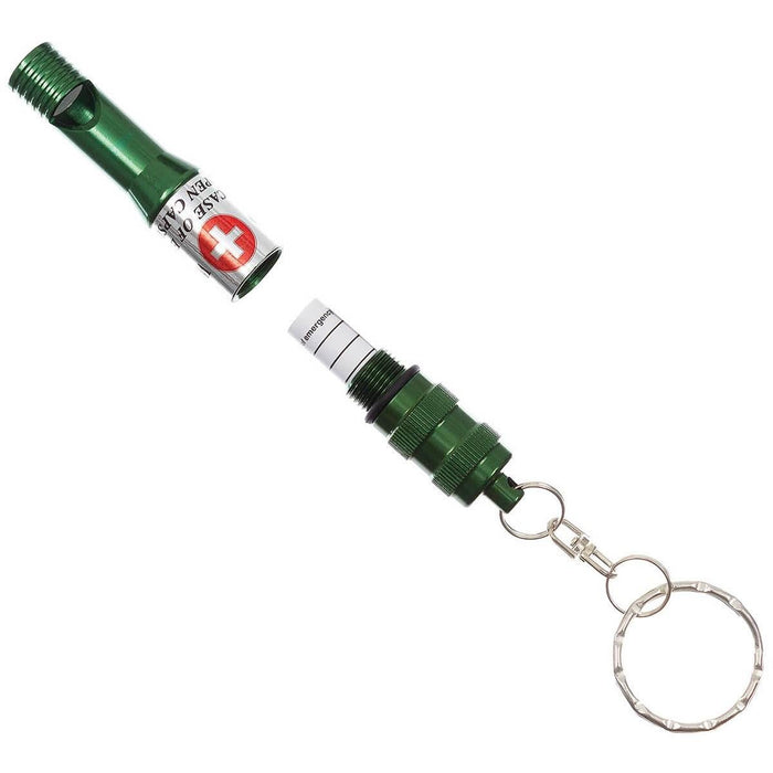 MFH Noodfluit Waterdichte sleutelhanger ID Capsule Geanodiseerd aluminium Olijfgroen - GoMilitar