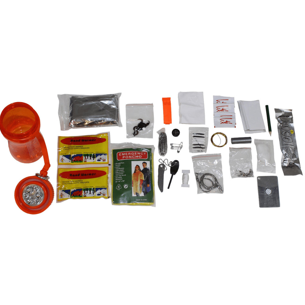 MFH Extreme 34-delige survivalkit Camping waterdichte doos Oranje transparant