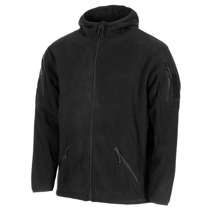 MFH militair zwart tactisch fleecejack thermische capuchon elastische zoom NIEUW - GoMilitar