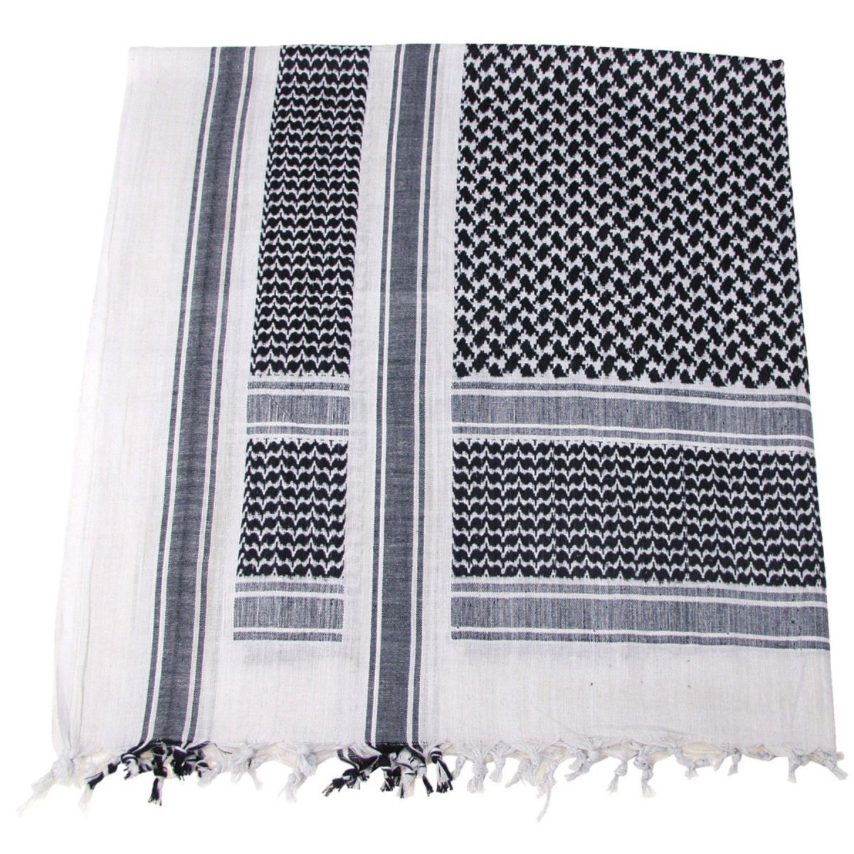 MFH Shemagh Sjaal Klassiek Tactisch Katoen Desert Wrap Zwart Wit