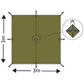 MFH Tarp Extreme dekzeil 3x3m waterdichte schuilplaats winddichte tent zonnescherm