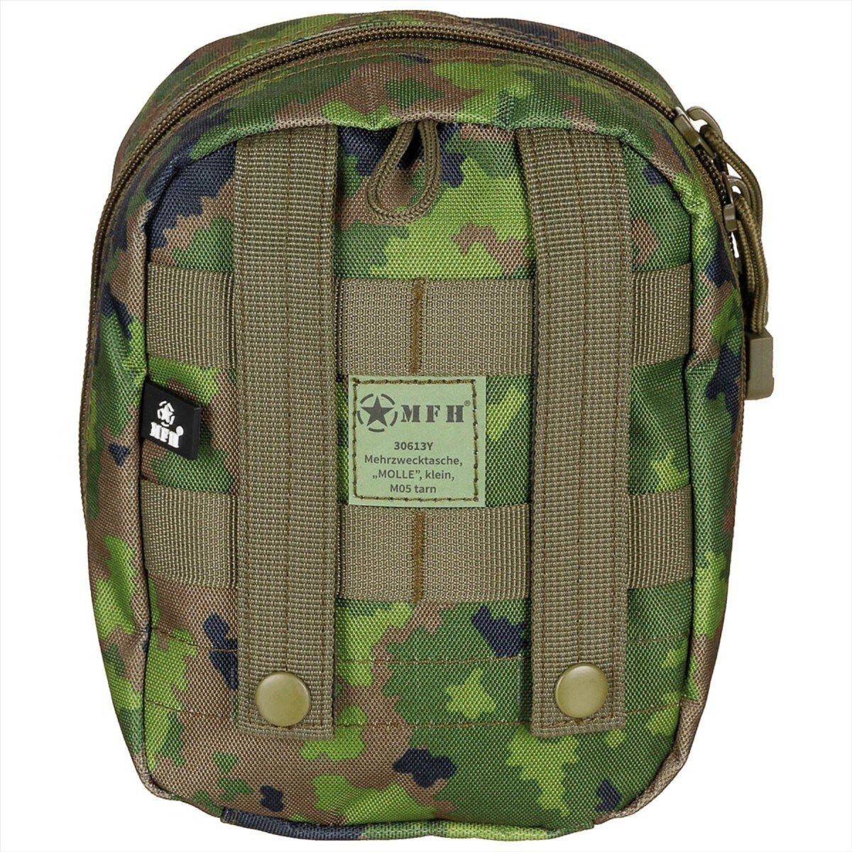Mfh utility zakje tweewegs rits molle bevestiging riemen m05 camouflage