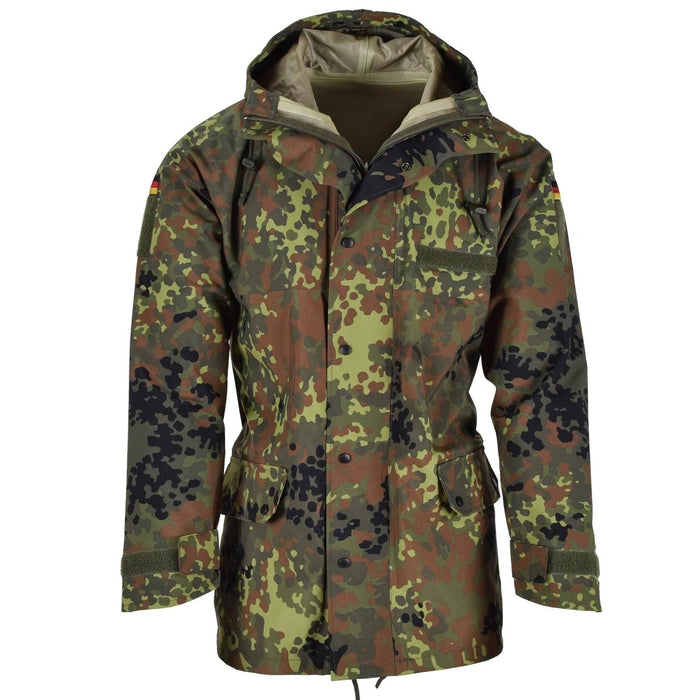 Mil-Tec brand German army field Jacket GoreTex Flecktarn camo waterproof rain - GoMilitar