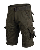Mil-Tec vintage style prewashed olive combat shorts with multiple secure pockets and adjustable belt for outdoor use