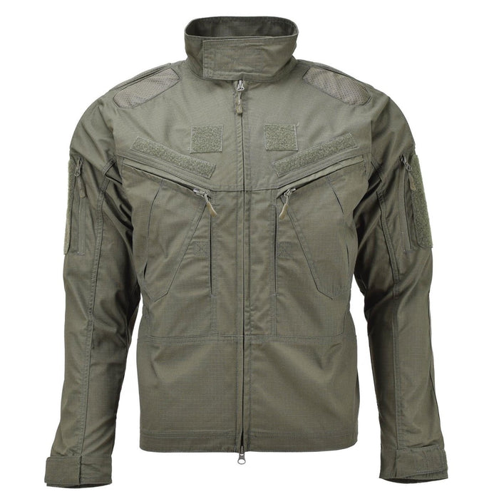 Mil-Tec Chimera-jack in militaire stijl in olijfgroene kleur met duurzame ripstop-stof en meerdere zakken met ritssluiting.