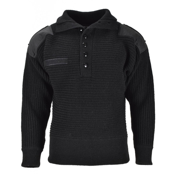 Mil - Tec Brand Sweater Oostenrijkse legerstijl Alpine Pullover Gebreid Heren Zwart Wol - GoMilitar