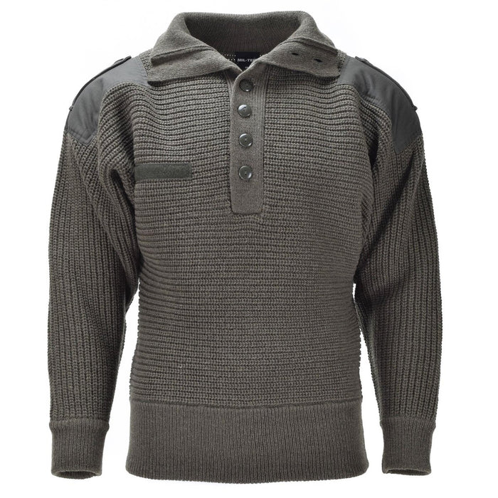 Mil - Tec Brand Sweater Oostenrijkse legerstijl Alpine Pullover Gebreid Heren Olive OD Wool - GoMilitar