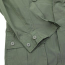 Close-up of olive drab sleeve cuff with adjustable buttons on Mil-Tec US Vietnam M64 jungle BDU jacket