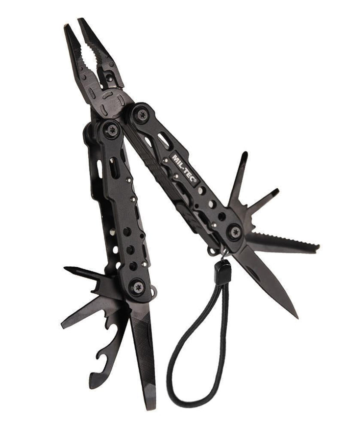 MIL-TEC Cobra Multi Tool Pocket Knife 9 Tools Available Aluminium Casing Black - GoMilitar