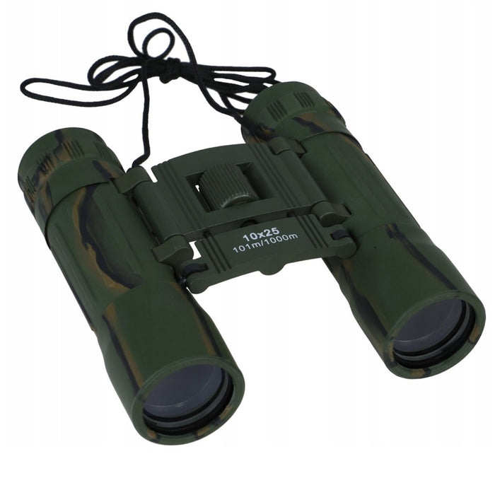MIL-TEC Collapsible Binoculars 10x25 Clear View Protective Nylon Bag Camo - GoMilitar