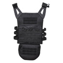 Black MIL-TEC dropdown pouch attached to tactical vest with MOLLE webbing for versatile gear storage and quick access.