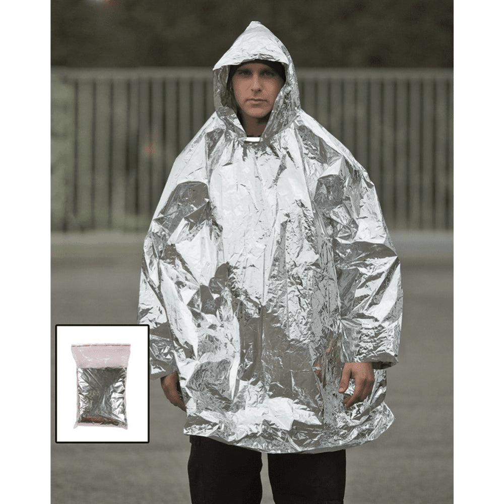 Mil-Tec Emergency Survival Poncho Lichtgewicht thermische regenhoes met capuchon
