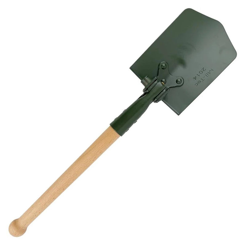 MIL-TEC opvouwbare schop 63 cm lengte stalen mes houten handgreep afgedekt inbegrepen