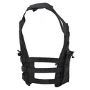 Black MIL-TEC Gen II tactical plate carrier vest with adjustable straps and MOLLE webbing for modular gear attachment.