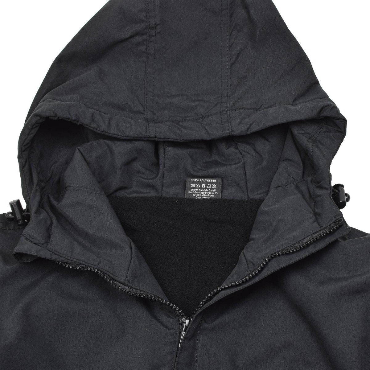Mil-Tec Duitse militaire jas gevechten winddichte fleece met capuchon gevoerd zwart nieuw