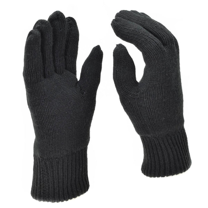 Zwarte Mil-Tec gebreide winterhandschoenen met THINSULATE™-voering voor warmte en tactisch gebruik buitenshuis.