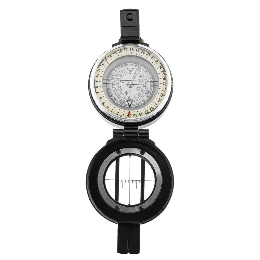 Mil-Tec Metal Lensatic Compass Aluminium behuizing Shiny Face Navigation Black