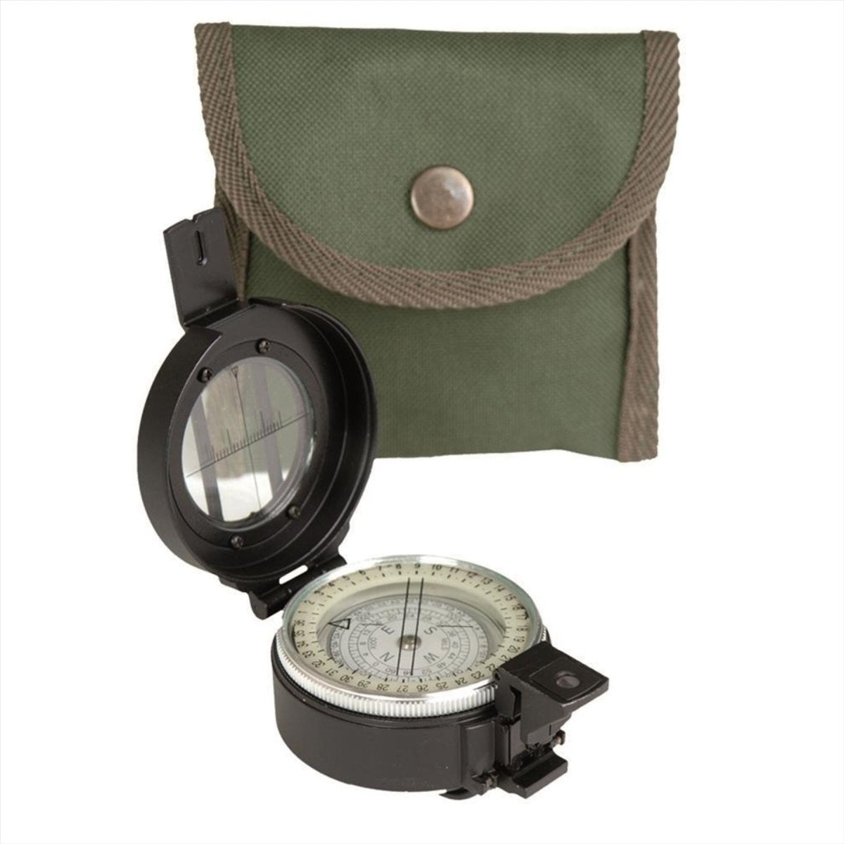 Mil-Tec Metal Lensatic Compass Aluminium behuizing Shiny Face Navigation Black
