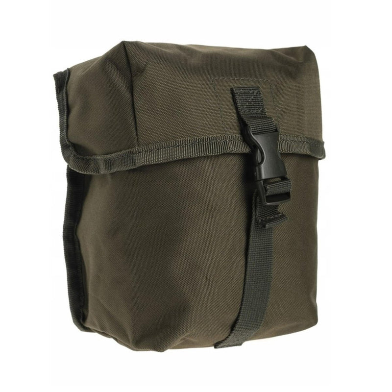 Medium olive green MIL-TEC multipurpose pouch with buckle closure, durable fabric, suitable for MOLLE gear attachment.
