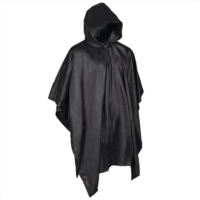 MIL-TEC Poncho Met capuchon Veelzijdige waterbestendige mesh-tas inbegrepen Zwart - GoMilitar