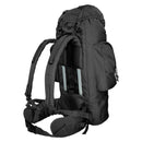 Black MIL-TEC Ranger 75L tactical backpack with padded straps, hip belt, and multiple compartments for hiking and camping gear