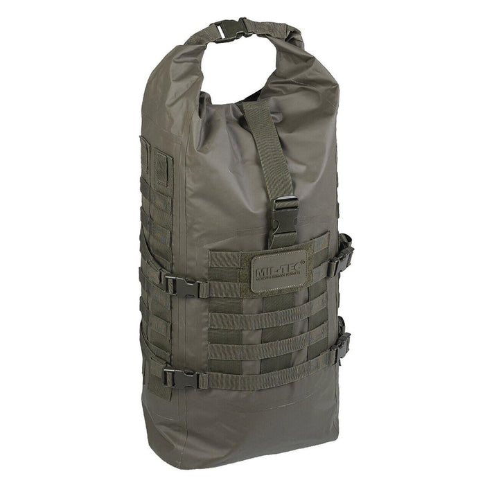 Olijfgroene MIL-TEC SEALS 35L waterdichte tactische oprolbare dry bag-rugzak met gespsluitingen en MOLLE-riemen