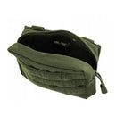 Olive green MIL-TEC universal belt pouch with zipper, MOLLE modular webbing, and compact tactical design