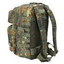 Large MIL-TEC U.S. Assault flecktarn 36L tactical backpack with padded straps and multiple compartments for outdoor use