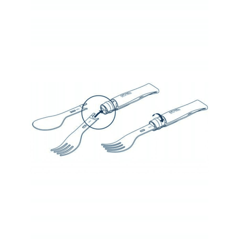 Opinel Picnic+ N°08 Bestekset Zakmes Lepel Vork Camping Beuken