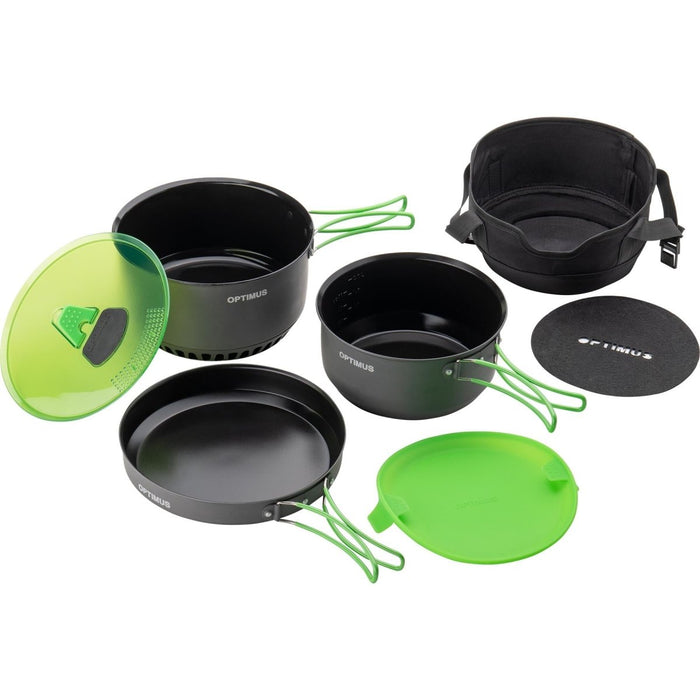 Optimus Terra Camp 4 Potenset Koken met antiaanbaklaag campingcamper buitenset 7-delig - GoMilitar