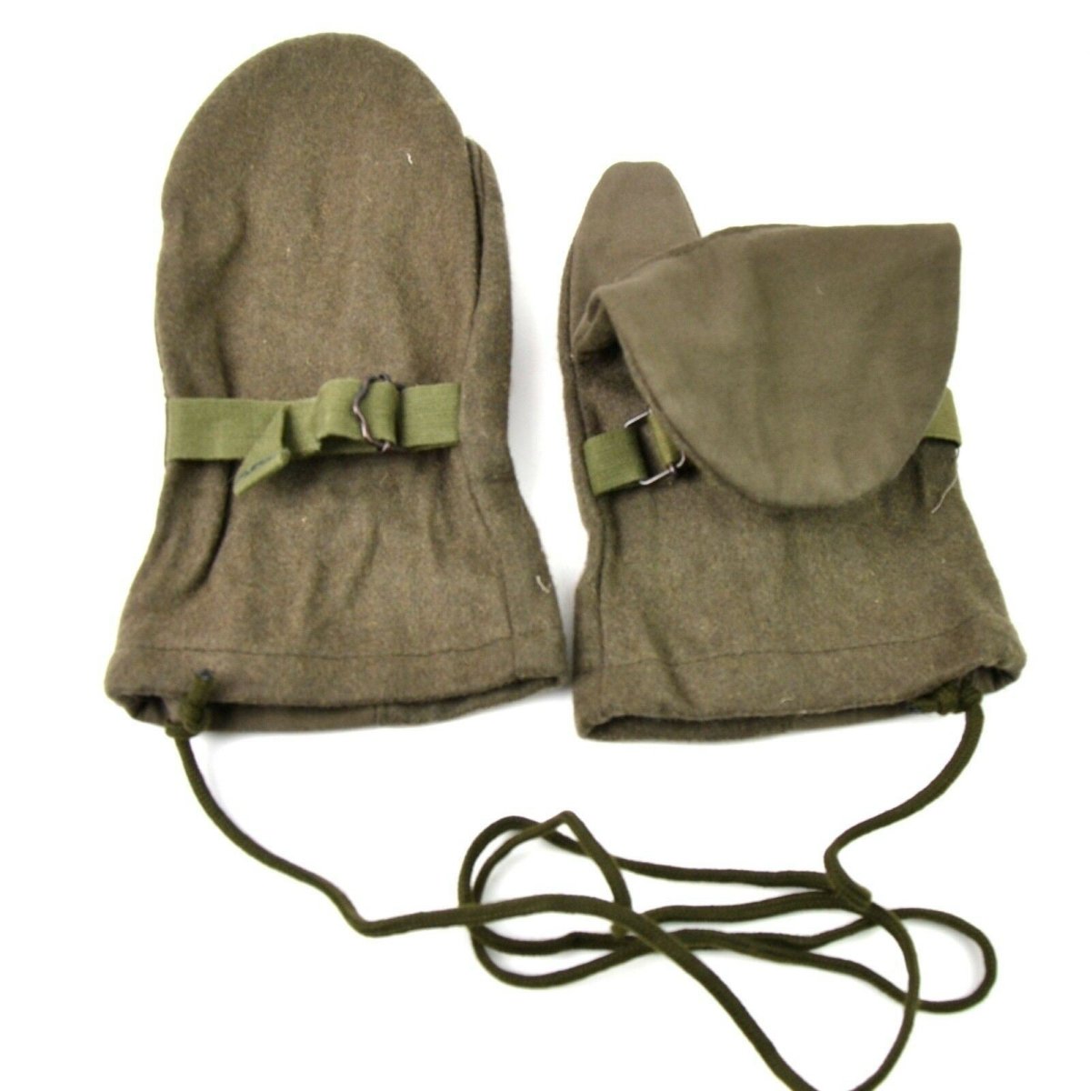 Originele Oostenrijkse legerwollen triggervinger wanten winterhandschoenen olijf