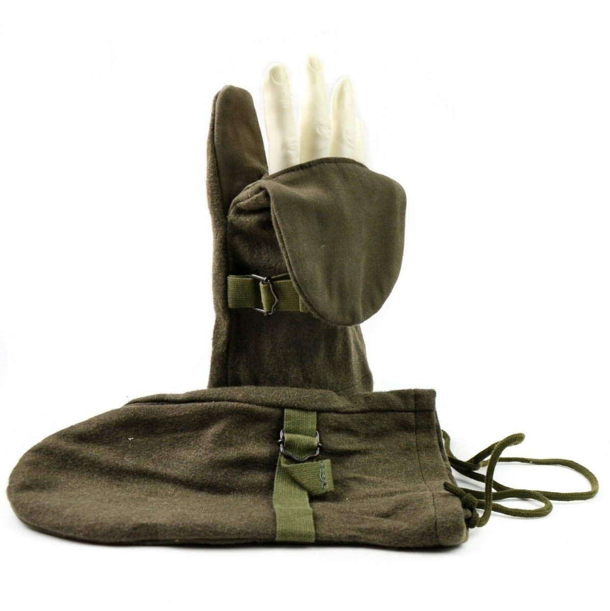 Originele Oostenrijkse legerwollen triggervinger wanten winterhandschoenen olijf