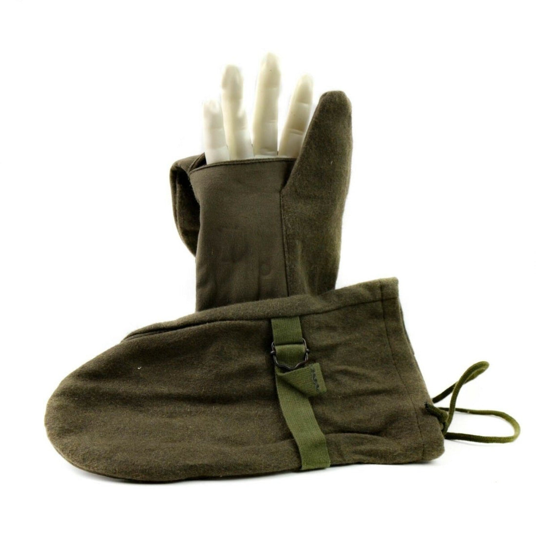 Originele Oostenrijkse legerwollen triggervinger wanten winterhandschoenen olijf