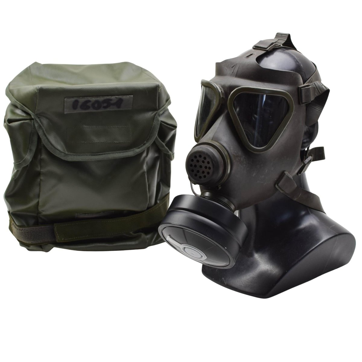 Originele Oostenrijkse militaire Drager-gasmaskerset Militair verzamelobject Olijf