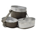 Originele Oostenrijkse militaire puinhoopkit aluminium olijf wandel camping kookgerei set