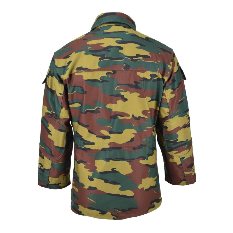 Original Belgium Military tactical jigsaw camouflage jacket by Seyntex with reinforced elbows and adjustable features.