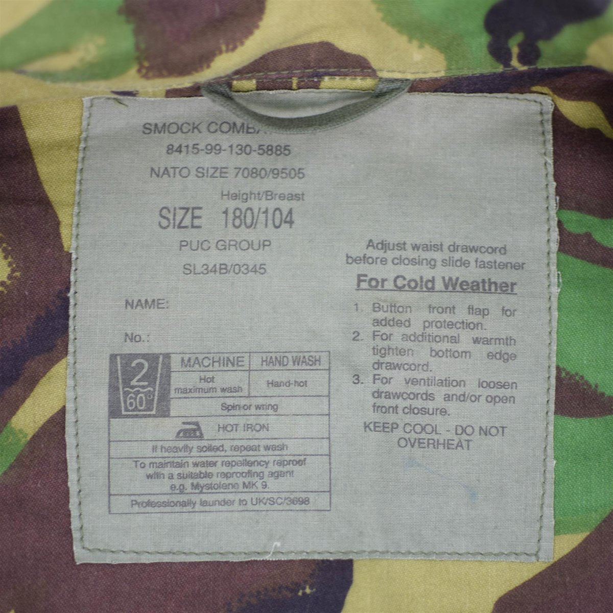 Originele Britse legerjack BDU Combat Smock Cold Weather Parka Militair probleem