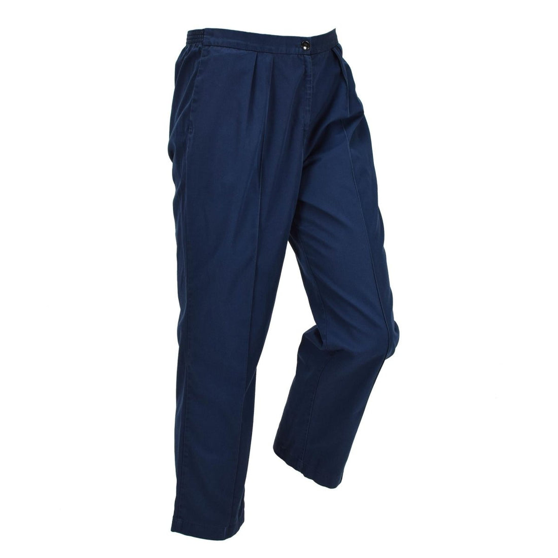 Originele Britse legermedicijnbroek, geplooide elastische taille aan de voorkant, marineblauw