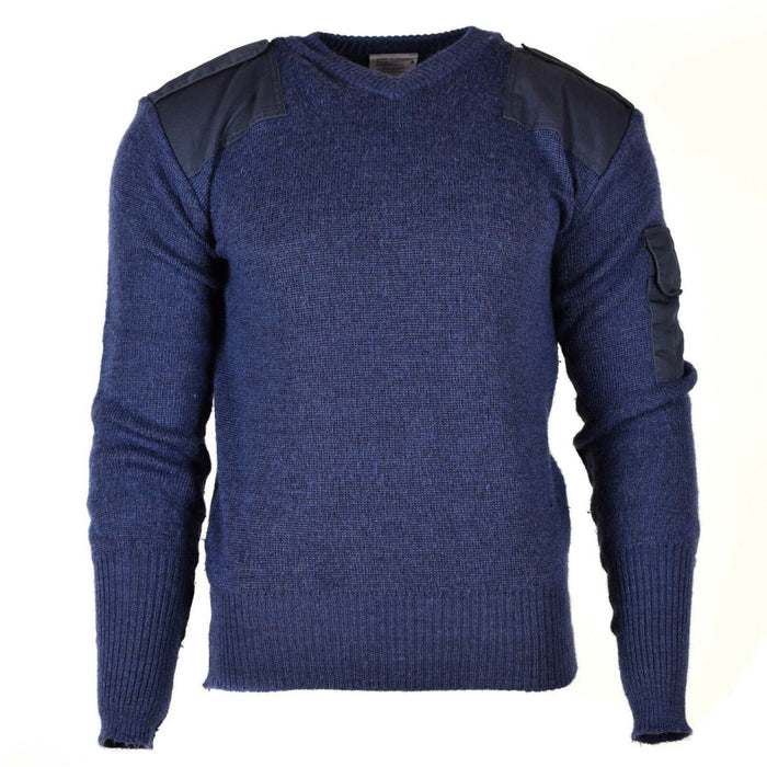 Originele Britse leger trui V-hals Commando Jumper trui Wol blauw grijs - GoMilitar