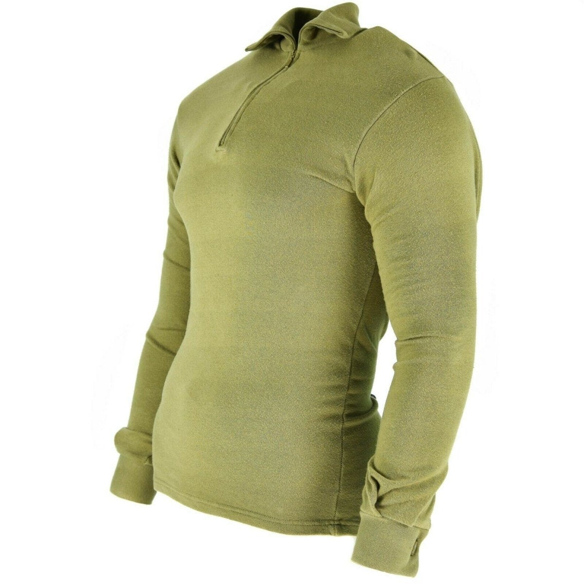 Origineel Brits leger tricot shirt ritssluiting onderhemd met ritssluiting thermische groene od