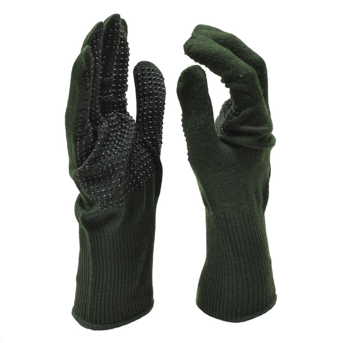 Originele Britse militaire handschoenen in olijfgroen met antislip handpalmen van Nomex-aramidevezel voor hitte- en vlambestendigheid