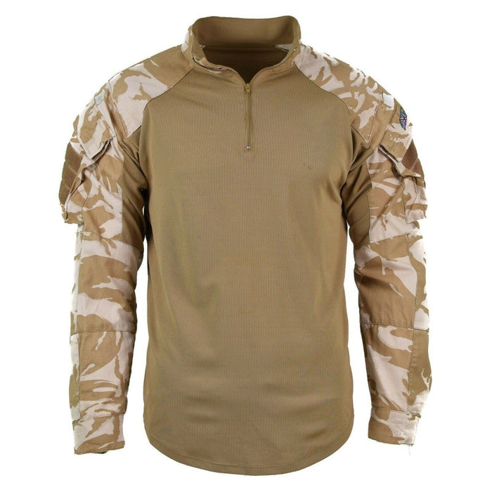 Origineel Brits UBAC woestijncamouflage militair onderlichaamsshirt met kraag met ritssluiting en tactische armzakken