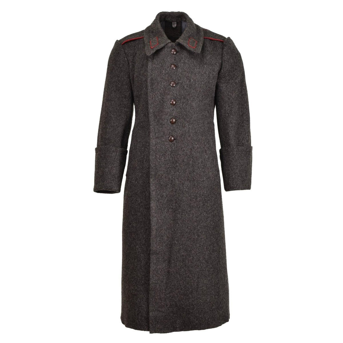 Originele Bulgaarse militaire wol lange overjas vintage winterjas formeel grijs